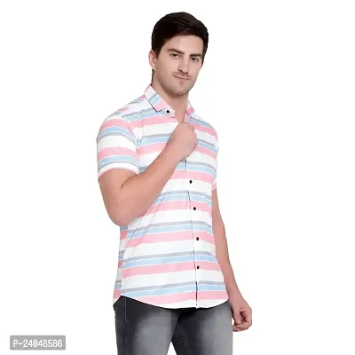 SL FASHION Funky Printed Shirt for Men Half Sleeves (X-Large, Pink LINE)-thumb5