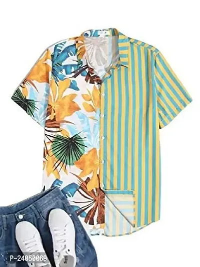 Hmkm Casual Shirt for Men| Shirts for Men/Printed Shirts for Men| Floral Shirts for Men| (X-Large, Yellow GOVA)