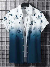 Hmkm Men's Casual Shirts for Active Wear. (X-Large, Dark Blue Flower)-thumb1