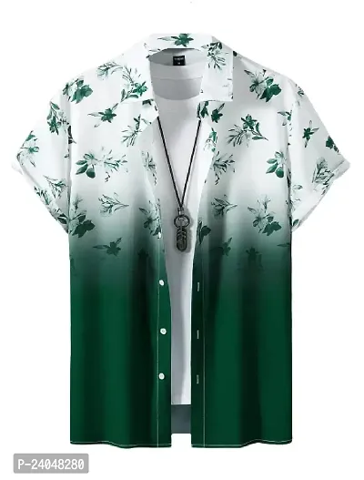 Hmkm Shirt for Men || Opaqu Cotton Shirts for Men || Regular Fit Solid Shirts for Men || Spread Collar  Half Sleeve Shirt || Casual, Office Wear Shirt for Men. (X-Large, Green Flower)