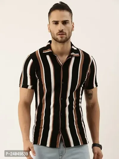 Hmkm Casual Shirt for Men| Shirts for Men/Printed Shirts for Men| Casual Shirts for Men| Floral Shirts for Men| (X-Large, BrownBlack LINE)-thumb5