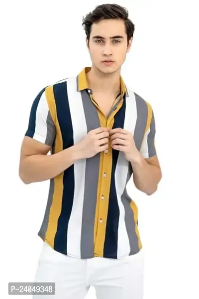 Hmkm Men Printed Casual Shirts (X-Large, New Yellow)