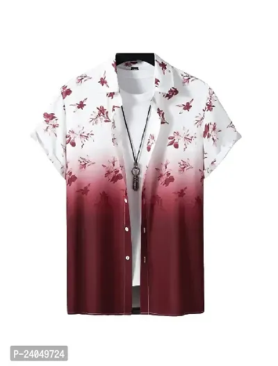 Hmkm Men Casual and Printrd Shirts,Casual Shirts (X-Large, Maroon Flower)