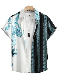 Hmkm Casual Shirt for Men| Shirts for Men/Printed Shirts for Men| Casual Shirts for Men| Floral Shirts for Men| (X-Large, WhiteBlue)-thumb2