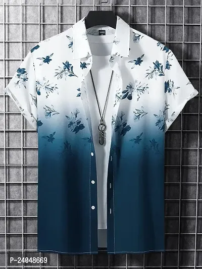 Hmkm Men's Casual Shirts for Active Wear. (X-Large, Sky Flower)-thumb2