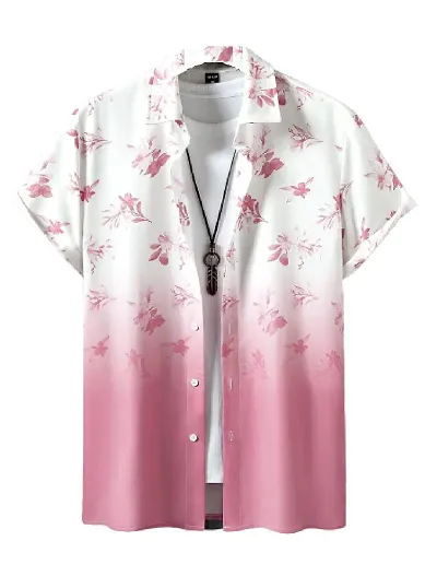 Hmkm Men's Lycra Lining Digital Printed Stitched Half Sleeve Shirt Casual Shirts