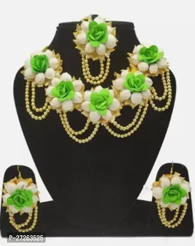 Beautiful Flowers And  Beads Jewellery Set For Women-thumb0