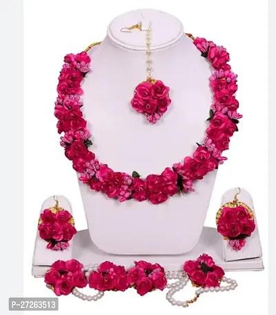 Beautiful Flowers And  Beads Jewellery Set For Women-thumb0