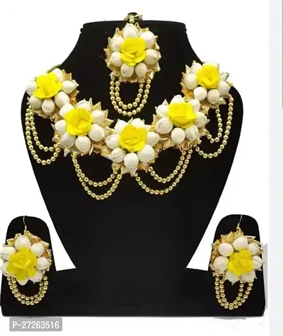 Beautiful Flowers And  Beads Jewellery Set For Women