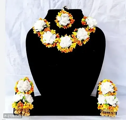 Beautiful Flowers And  Beads Jewellery Set For Women-thumb0