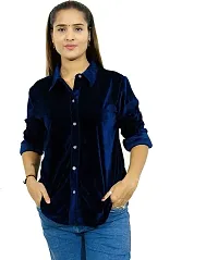 Designer Regular Fit Shirt Women's  Girl's Top 2423,Color Navy, fit Reguler, Fabric Velvet-thumb2