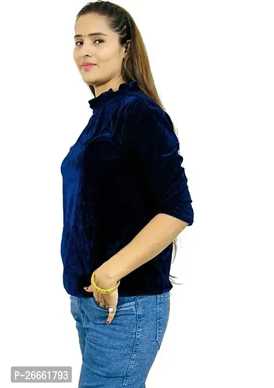 Designer Regular Fit Shirt Women's  Girl's Top,Color Navy, fit Reguler, Size-thumb3