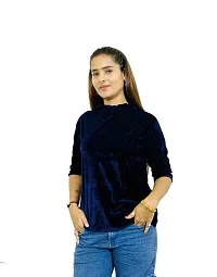 Designer Regular Fit Shirt Women's  Girl's Top,Color Navy, fit Reguler, Size-thumb1