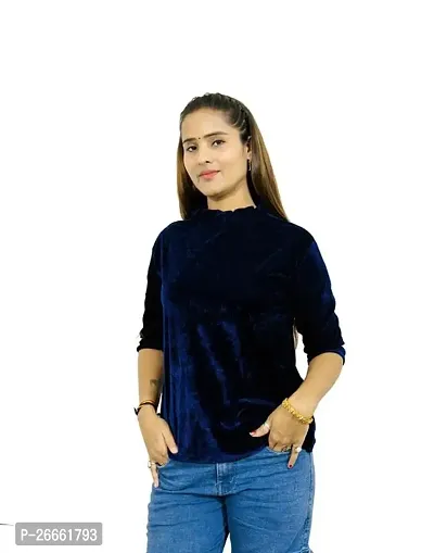 Designer Regular Fit Shirt Women's  Girl's Top,Color Navy, fit Reguler, Size-thumb2