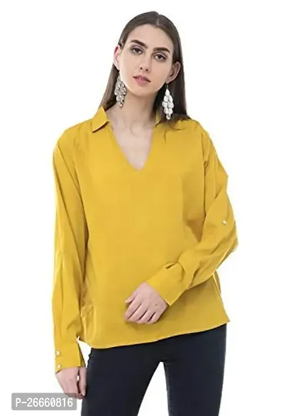 Womens top and Shirt, Fabric :crape-00266,Size-S, Colour: Yellow-thumb0