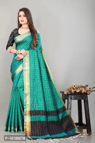 Fabulous Trendy Radha Chex Saree With Unstitched Blouse Piece