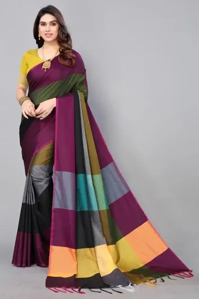 Classic Silk Checked Saree with Blouse piece