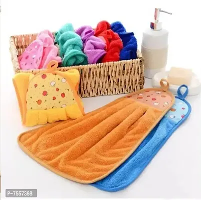 Hanging Micro Fiber Hand Towel for Wash Basin Kitchen Sink dining towel Multicolor Napkins Multipurpose Kitchen Chapatis Cleaning Duster Cloth Wraps PACK OF 4 PCS-thumb5