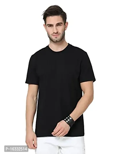 Reliable Black Cotton Solid Round Neck Tees For Men