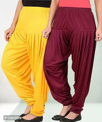 Fabulous Multicoloured Viscose Rayon Solid Salwars For Women Pack of 2