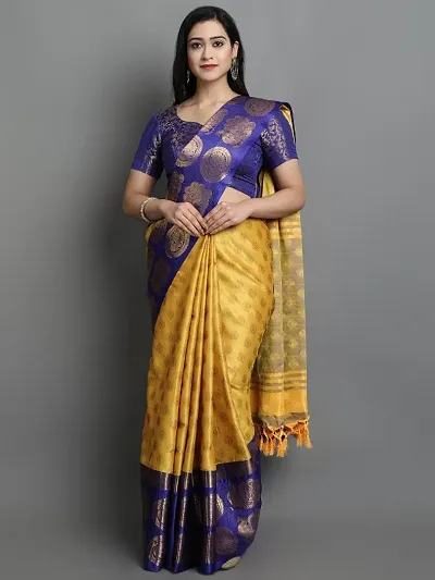 Elegant Silk Solid Saree With Blouse Piece For Women