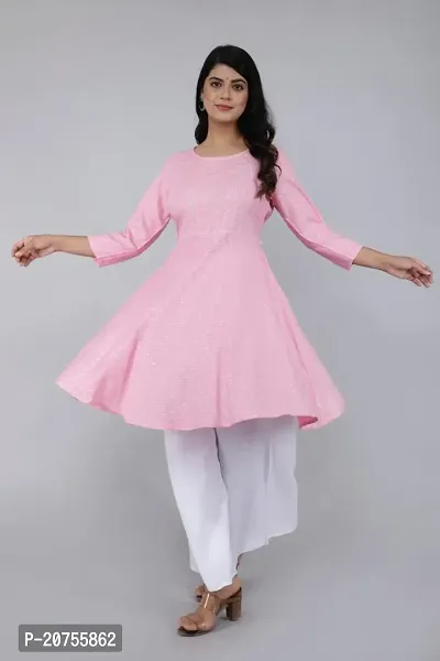 Elegant Rayon Fit And Flared Anarkali Short Kurta With A-Line Palazzo For Women