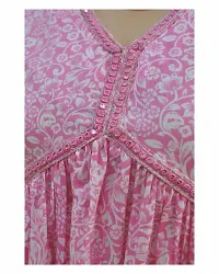 Stylish Rayon Pink V-Neck 3/4 Sleeve Embroidered Kurta With Pant Set For Women-thumb3