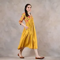 Elegant Floral Print Yellow Alia Cut Kurta With Side Pocket And Tassel For Women-thumb3