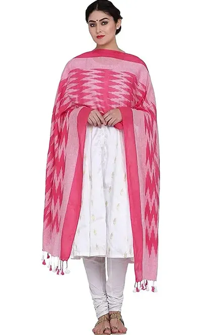 A.A. Pure Ikkat Fabric Dupatta Four Side Pum Pum (PINK)