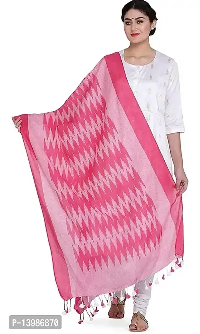 Charkha Silk P.W.C.S LTD Bhagalpuri Handloom Women's Handmade Pure Cotton Ikkat Design Dupatta Four Side Pumpum Free Size Printed 2.40 Meter Width 34 Inches Multicolor Part Number 1-thumb4