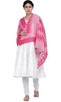 Charkha Silk P.W.C.S LTD Bhagalpuri Handloom Women's Handmade Pure Cotton Ikkat Design Dupatta Four Side Pumpum Free Size Printed 2.40 Meter Width 34 Inches Multicolor Part Number 1-thumb2