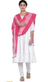 Charkha Silk P.W.C.S LTD Bhagalpuri Handloom Women's Handmade Pure Cotton Ikkat Design Dupatta Four Side Pumpum Free Size Printed 2.40 Meter Width 34 Inches Multicolor Part Number 1-thumb1