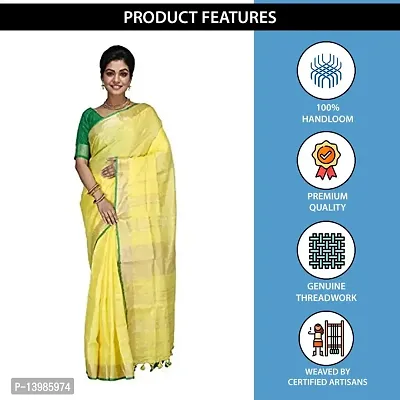 mj Silks Women's Bhagalpuri Linen Slub Saree with Contrast Blouse (CSZCP27, Lemon Yellow)-thumb2