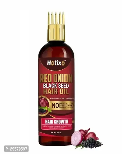 Natural Red Black Seed Onion Hair Oil Controls Hair Fall - No Mineral Oil 100Ml-thumb0