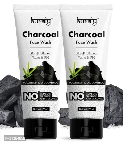 KURAIY Charcoal Natural for oil control and pollution defense Face Wash  (75 ml) pack of 2-thumb0