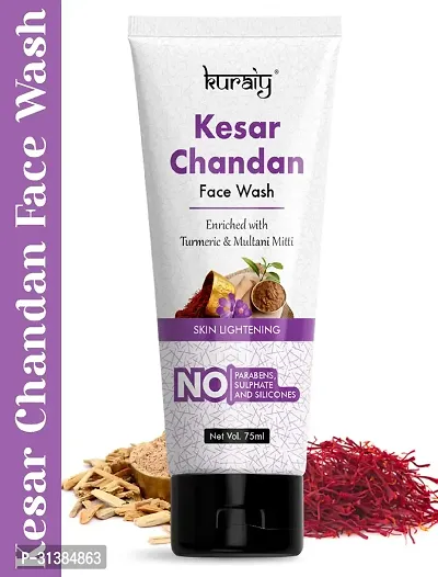 KURAIY Kesar Chandan Skin Lightening  Tan Removal Face wash, For Natural Glow  Spotless Skin,-thumb0