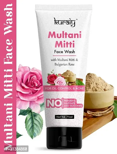 KURAIY Multani Mitti Enriched With Turmeric  Saffron, For Pimple Control Face Wash  (75 g)-thumb0