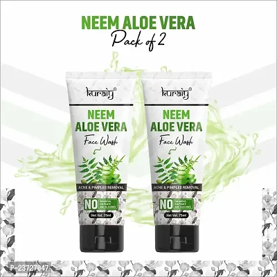 Organic 100% Safe Neem Aloe Vera Face Wash Natural Moisturizing Facial Cleanser Daily Face Wash Pack Of 2-thumb0