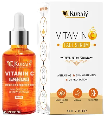 Kuraiy 15% Vitamin C Face Serum with Mandarin | For Glowing Skin | With Pure Ethyl Ascorbic Acid | For Hyperpigmentation  Dull Skin | Fragrance-Free  (30 ml)-thumb3