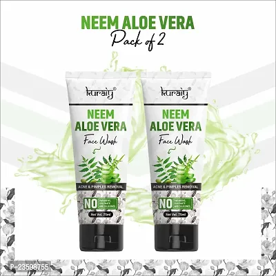 KURAIY 100% Safe NEEM ALOE VERA Face Wash Natural Moisturizing Facial Cleanser Daily Face wash PACK OF 2-thumb0