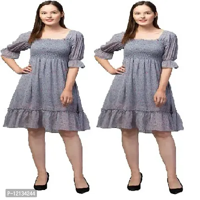 Stylish Grey  Georgette   Dress For Women Pack Of 2-thumb0