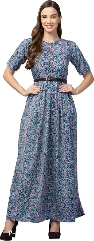 Classic Georgette Printed Western Dress For Women-thumb0