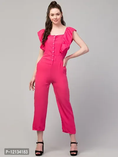 Stylish Pink Crepe  Basic Jumpsuit For Women