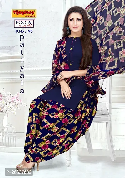 Classic Crepe Printed Dress Material with Dupatta for Women