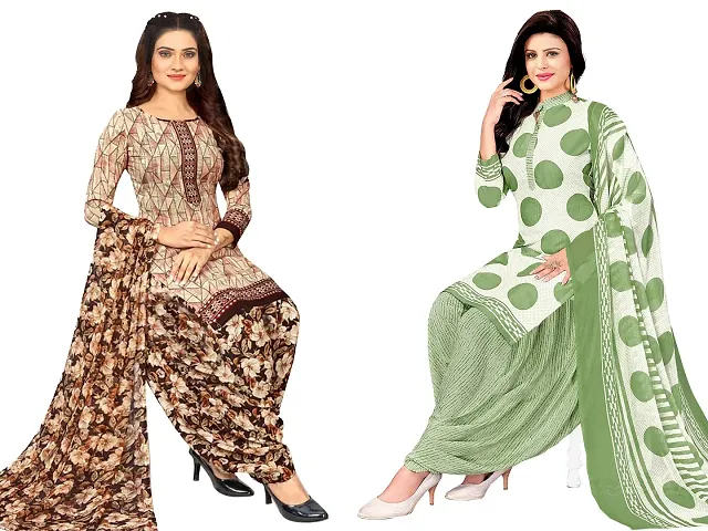 Stylish Art Silk Printed Unstitched Suits - Pack Of 2