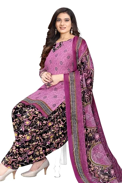 Classic Crepe Dress Material with Dupatta for Women