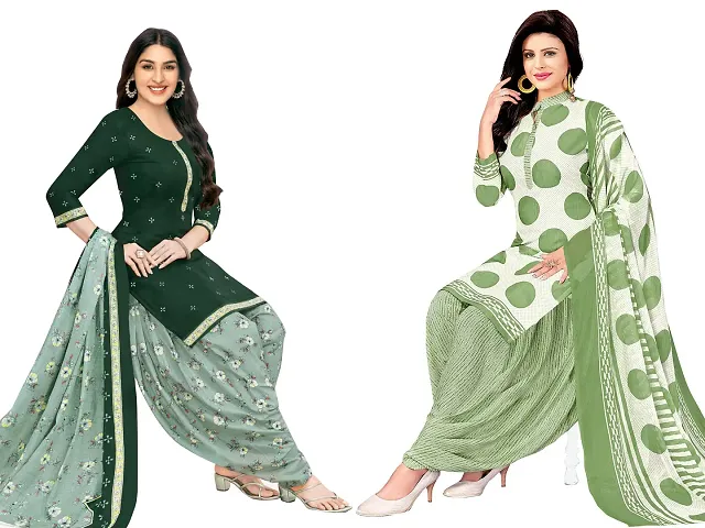 Stylish Art Silk Printed Unstitched Suits - Pack Of 2