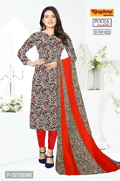 Elegant Crepe Digital Printed Dress Material with Dupatta For Women