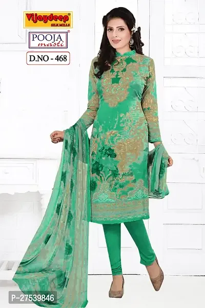 Classic Synthetic Printed Dress Material with Dupatta-thumb2