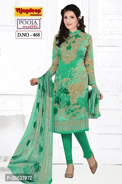 Classic Crepe Dress Material with Dupatta-thumb0